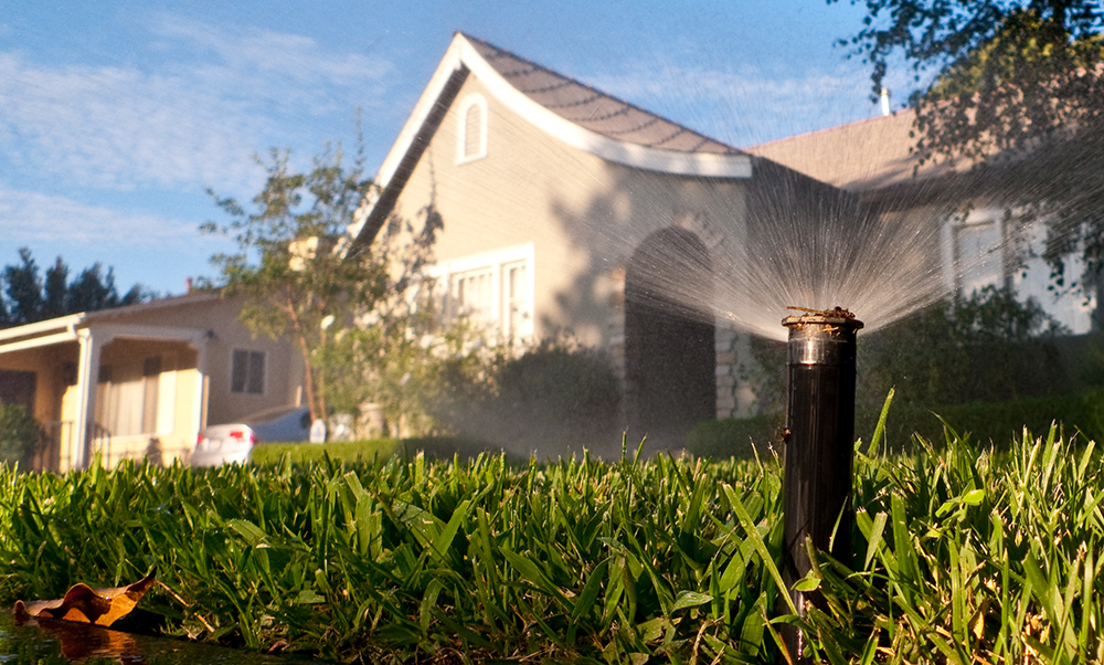 picture of automatic sprinkler system installed